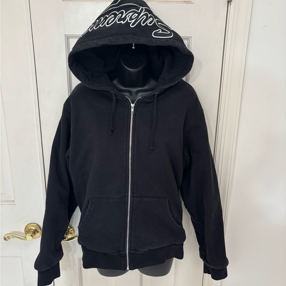 Supreme Other - Supreme Black Zip Up Hoodie with Red Script Tag